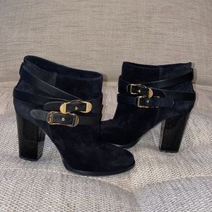 Jimmy Choo Suede Leather Belted Block Booties